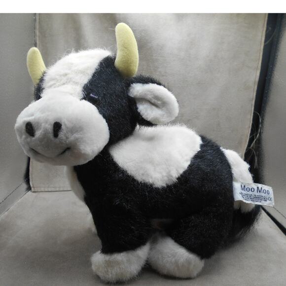 Vintage Russ Berrie Moo Moo Cow Plush MOOS 11" Holstein Cow - Picture 3 of 9